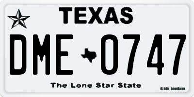 TX license plate DME0747