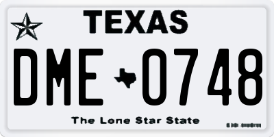 TX license plate DME0748