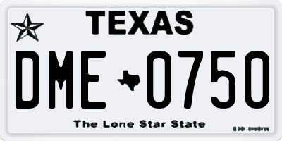 TX license plate DME0750