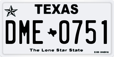 TX license plate DME0751