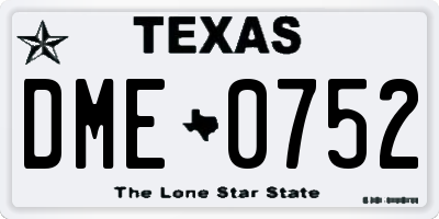 TX license plate DME0752