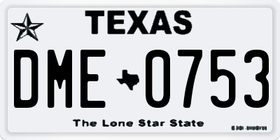 TX license plate DME0753