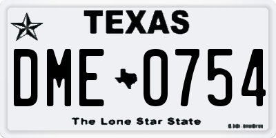 TX license plate DME0754