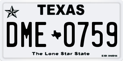 TX license plate DME0759