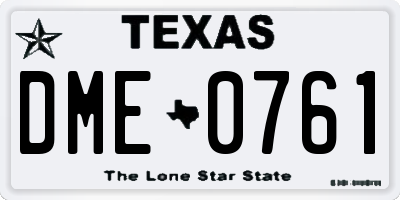 TX license plate DME0761