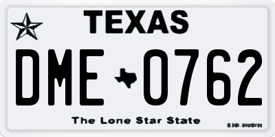 TX license plate DME0762