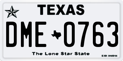 TX license plate DME0763