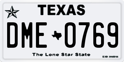 TX license plate DME0769