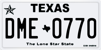 TX license plate DME0770