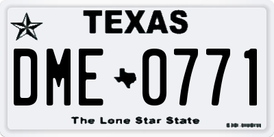 TX license plate DME0771