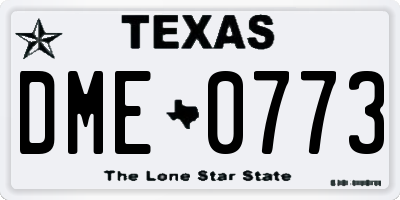 TX license plate DME0773