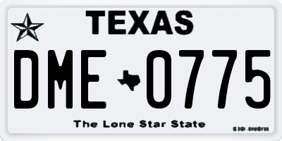 TX license plate DME0775