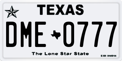 TX license plate DME0777