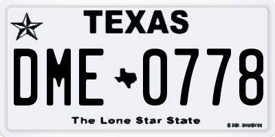 TX license plate DME0778