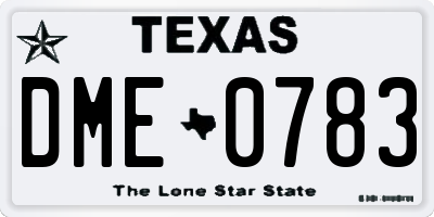 TX license plate DME0783
