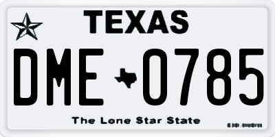 TX license plate DME0785