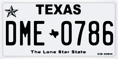 TX license plate DME0786