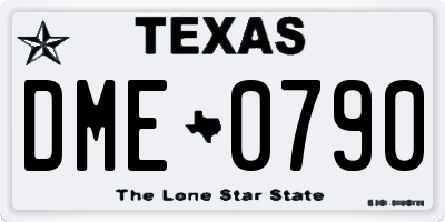 TX license plate DME0790