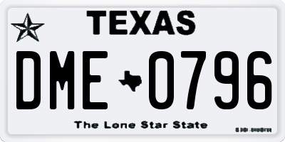 TX license plate DME0796