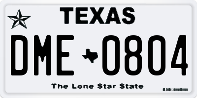 TX license plate DME0804