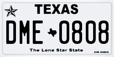 TX license plate DME0808