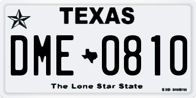 TX license plate DME0810