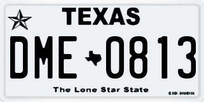 TX license plate DME0813