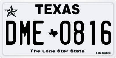 TX license plate DME0816