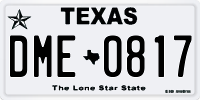 TX license plate DME0817