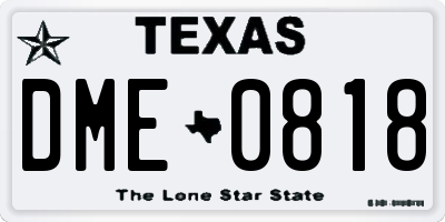TX license plate DME0818