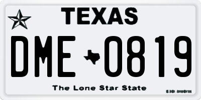 TX license plate DME0819