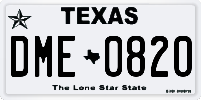 TX license plate DME0820