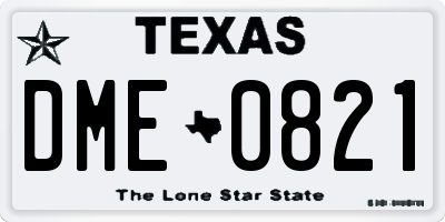 TX license plate DME0821