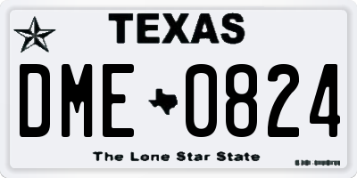 TX license plate DME0824