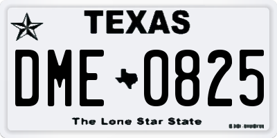 TX license plate DME0825