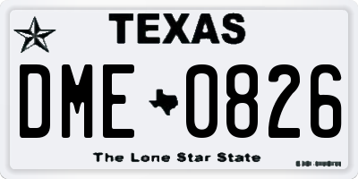 TX license plate DME0826