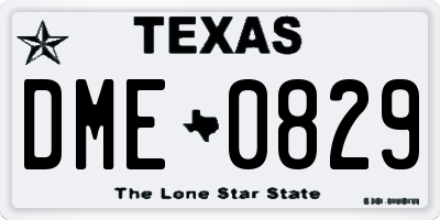 TX license plate DME0829