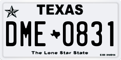 TX license plate DME0831