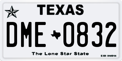 TX license plate DME0832