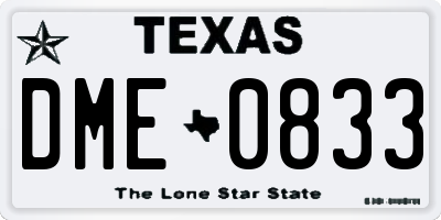 TX license plate DME0833