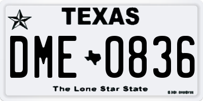 TX license plate DME0836