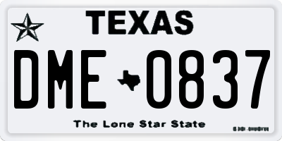 TX license plate DME0837
