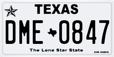TX license plate DME0847