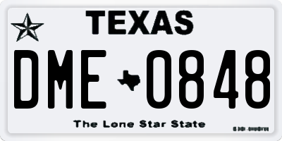 TX license plate DME0848