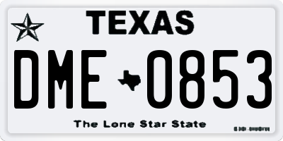 TX license plate DME0853