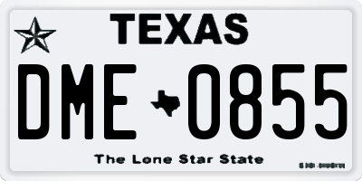 TX license plate DME0855