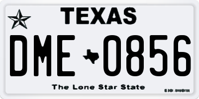 TX license plate DME0856