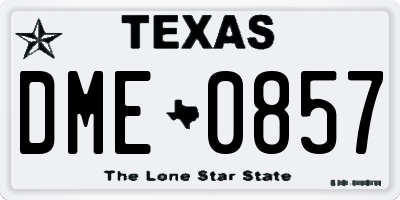 TX license plate DME0857