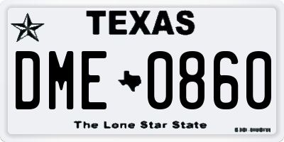 TX license plate DME0860