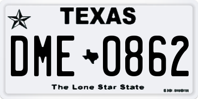 TX license plate DME0862